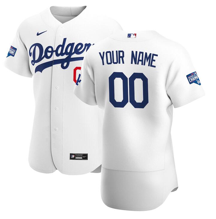 Custom Men Los Angeles Dodgers Nike White 2020 World Series Champions Home Custom MLB Jersey